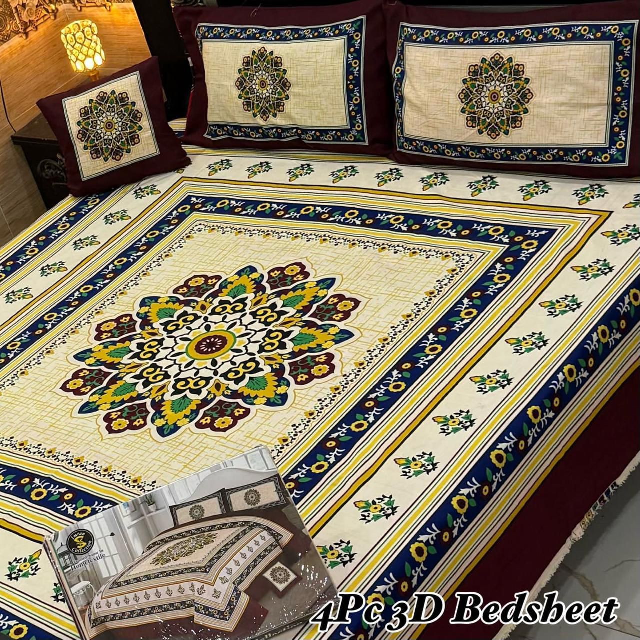 4Pc 3D Panel Bedsheet🔥 New variety stock