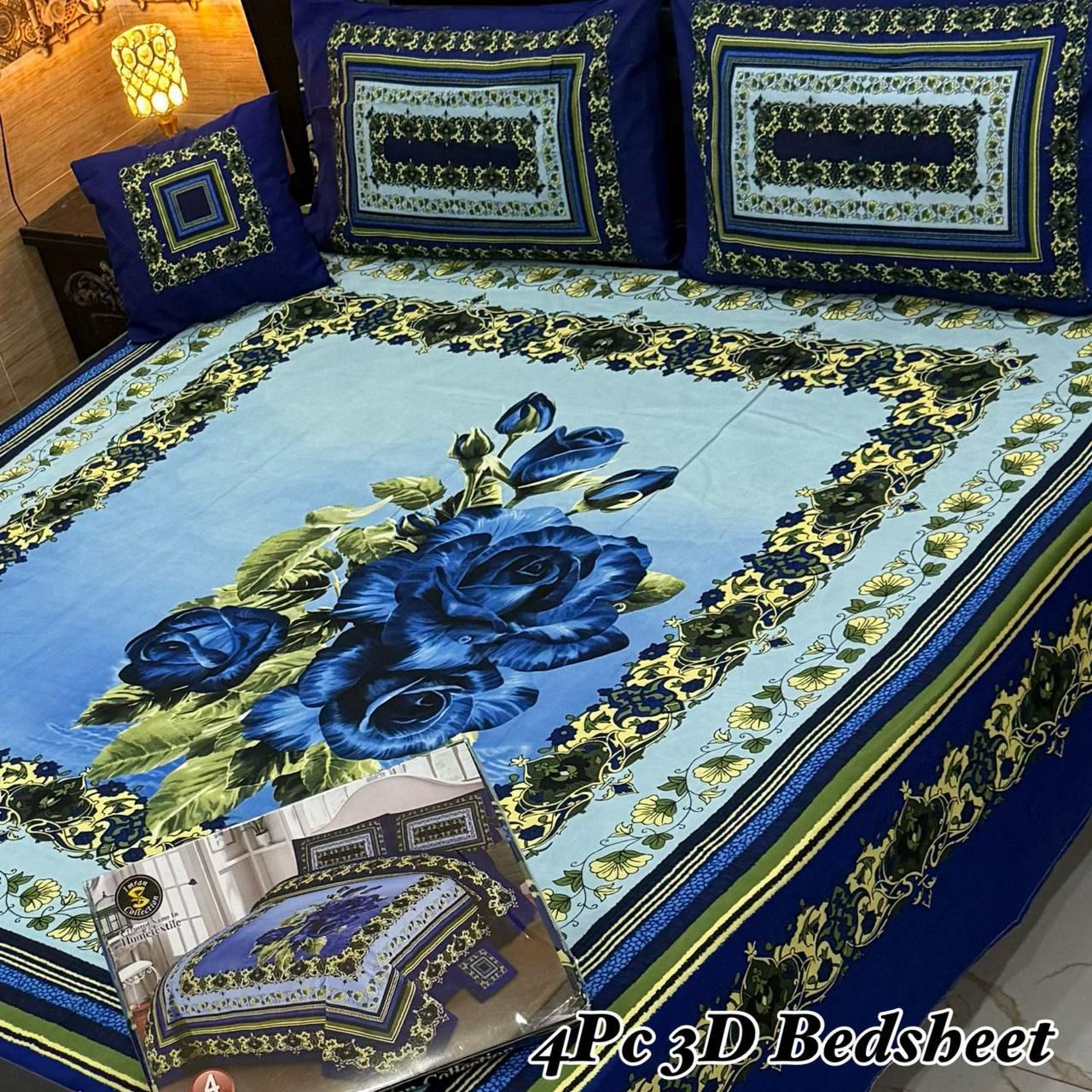 4Pc 3D Panel Bedsheet🔥 New variety stock