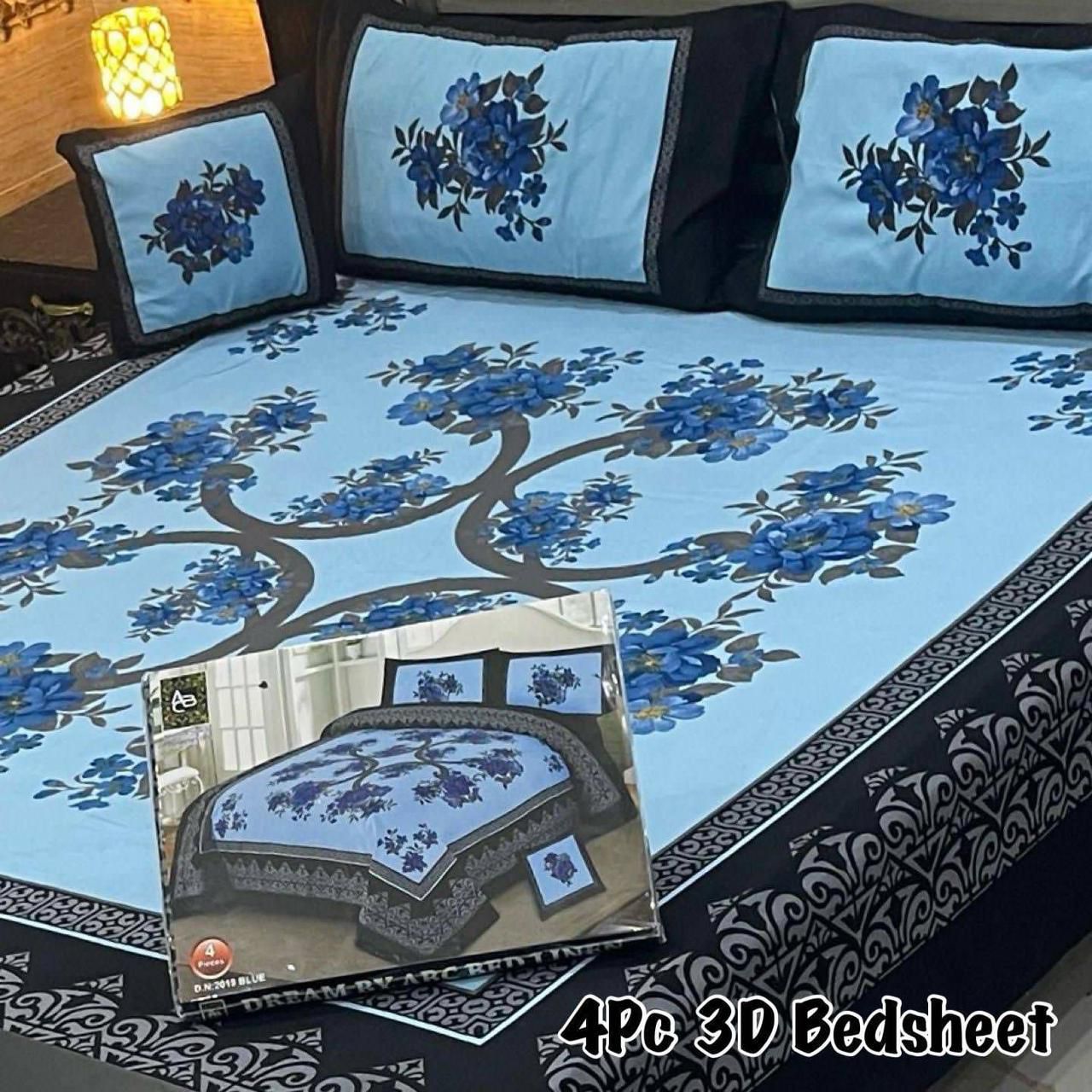 4Pc 3D Panel Bedsheet🔥 New variety stock