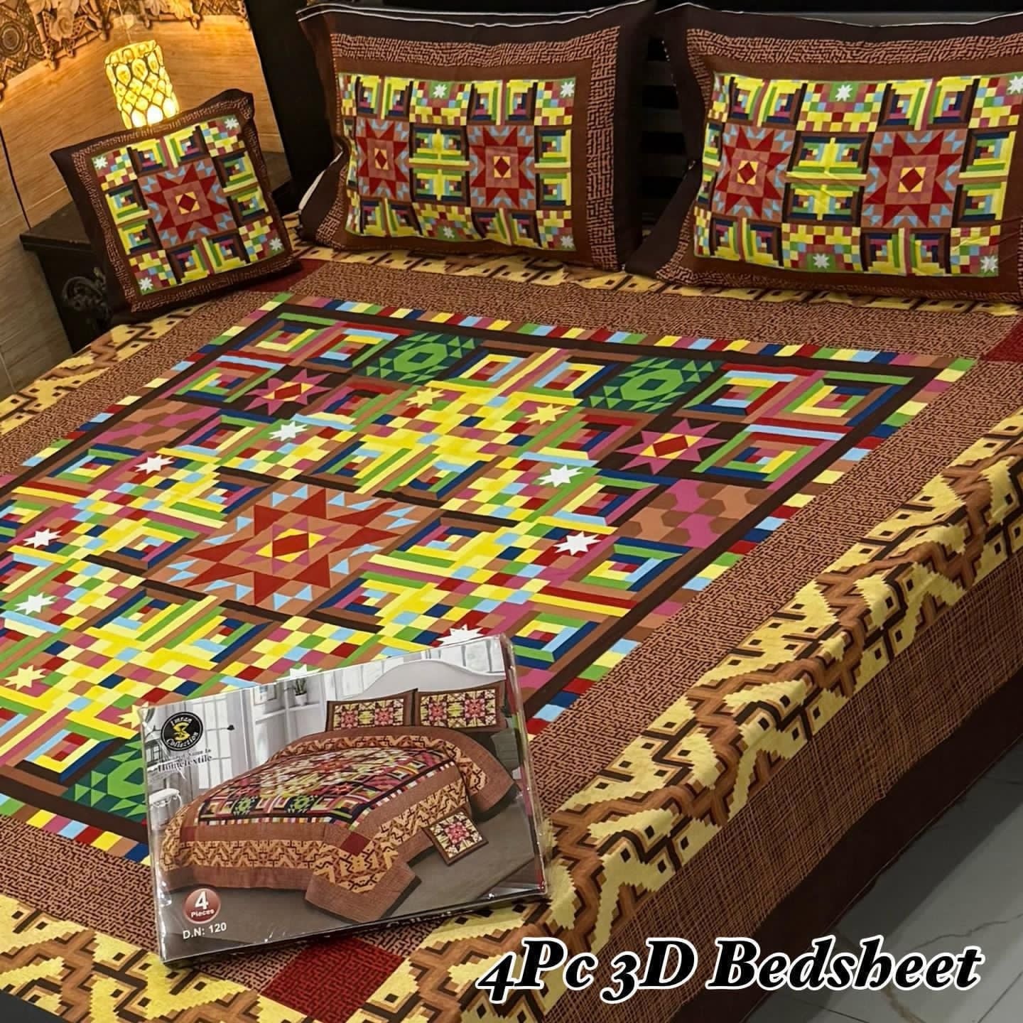 4Pc 3D Panel Bedsheet🔥 New variety stock