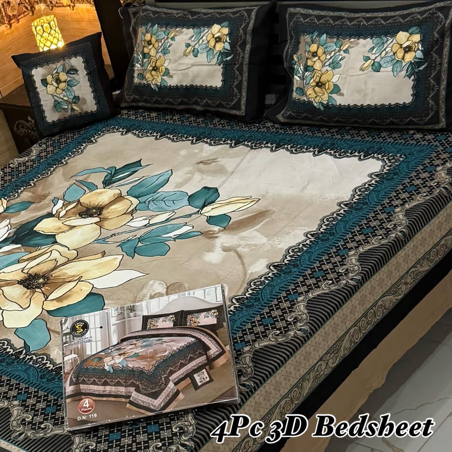 4Pc 3D Panel Bedsheet🔥 New variety stock