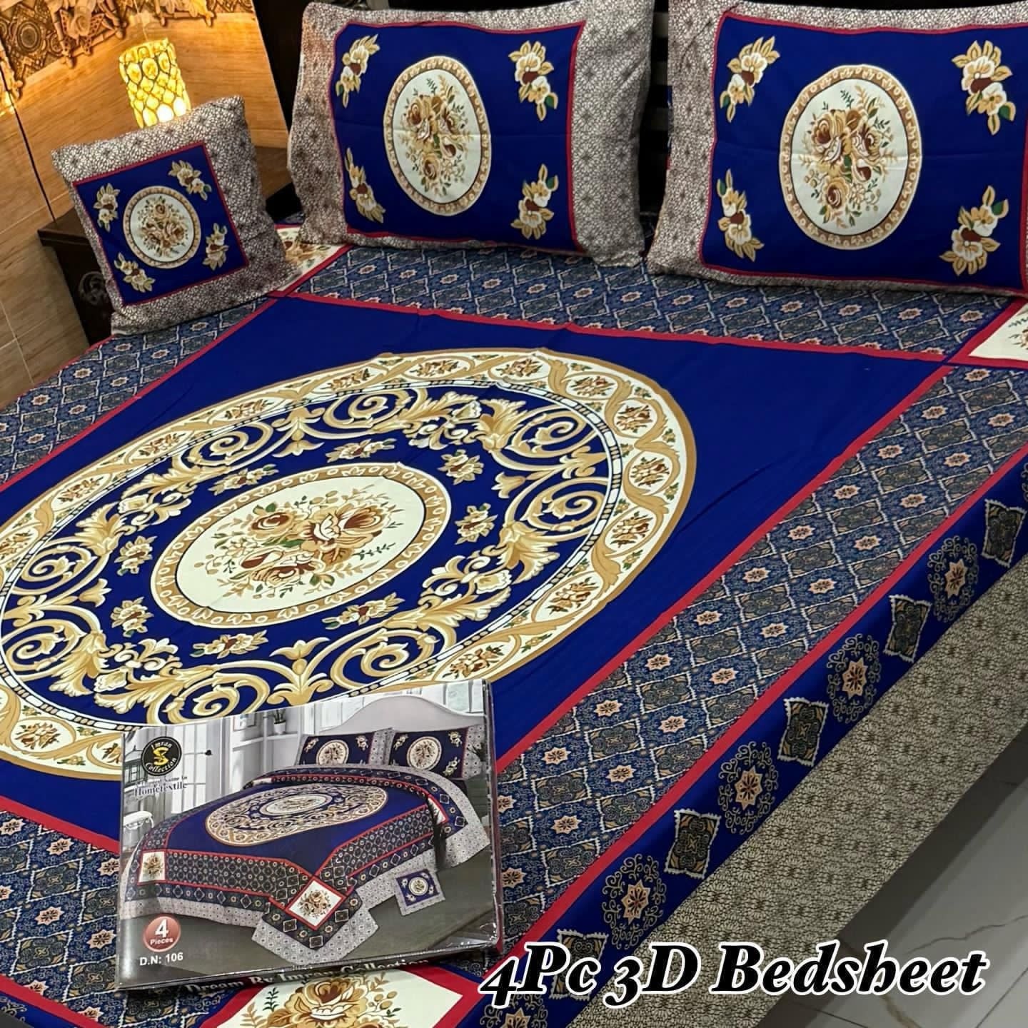 4Pc 3D Panel Bedsheet🔥 New variety stock